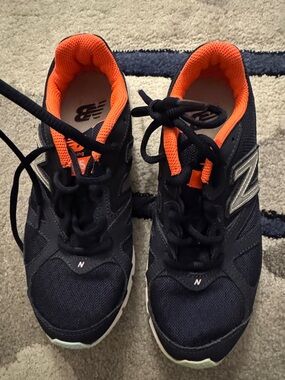 New Balance Kids Navy Sneakers with Orange Lining